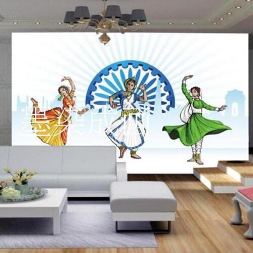 Custom size cartoon mural wallpaper Indian dance background wall Middle East dance school classroom living room bedroom