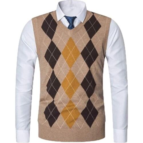 Plus sizes warm sweaters vest men sleeveless v neck jumper pullovers mens casual wool jacquard sweater coat fall winter 2019