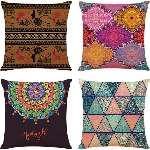 Bohemian Mandala Cushion Cover Decorative Pillows 45x45cm Home Seat Cushions Home Decor Flax Throw Pillow Sofa Pillowcase