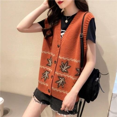 2021 New Spring Womens Sleeveless Sweater Female Fashion Knitted Vest Ladies Casual Pullover V-Neck Knitting Waistcoats H1206