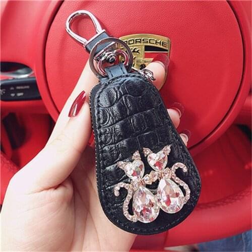 New Arrival Crystal Fox Cartoon Protective Cover Diamond Creative Key Case Cover Gift Car Interior Oranment Bag