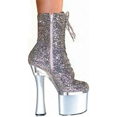 18cm High-Heeled Shoes The Bride Wedding Shoes Dinner Low Thick Heel Boots 7 Inch Round Toe Boots Formal Platform Dress Shoes