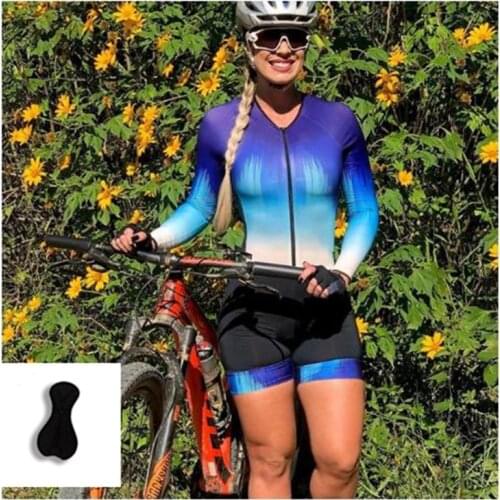 OEM Custom Womens Manufacturer High Quality Bike Bicycle Set Side Pocket Cycling Skin suit， Women ironman triathlon Jumpsuit