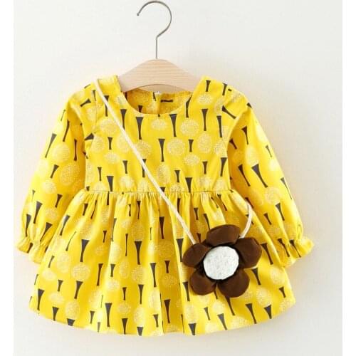 Baby Girls Dress Toddler Dress With Bag Kids Clothes Children Clothing Girls Dresses 0-2Y