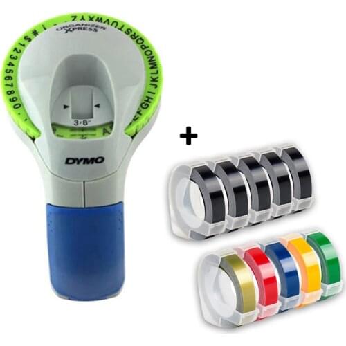 Dymo Label Printer 12965 Manual portable printer with 10pcs 3D Embossing Tape for Dymo Organizer Xpress Embossing Label Maker