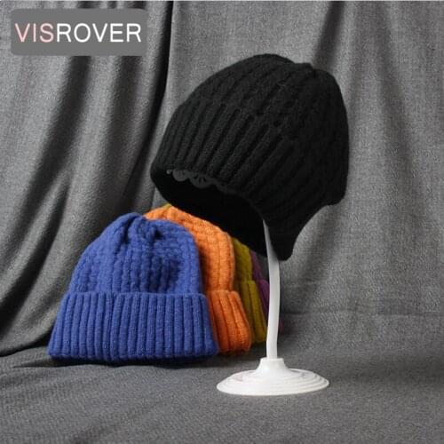 VISROVER 20 colorways 100% acrylic woman winter hat solid color unisex autumn beanies Warm soft bonnet skullies hats Wholesale