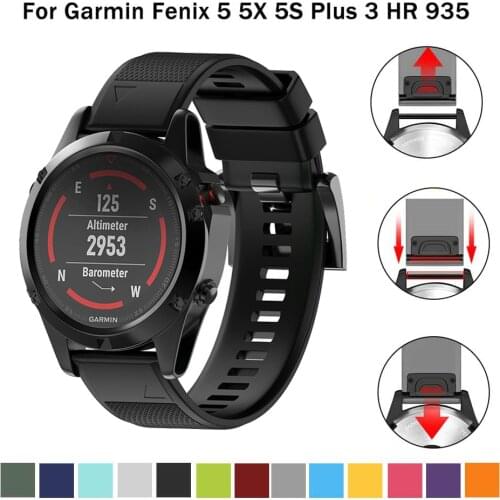 20 22 26mm Silicone Sport Silicone Watchband Strap for Garmin Fenix 5X 6X Pro 5 6 935 5s Plus 6s 3 3HR Watch Easyfit Wrist Band