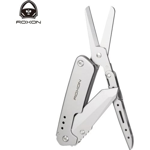 Roxon Folding Pocket Knife and Scissors 2 in 1 EDC Multi tool with Belt Clip, Housework, Needlework, Outdoor, Camping, multitool