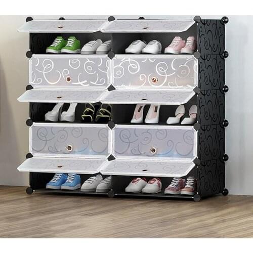Shoe Rack Multi-storey Shoe Box Organizer Household Storage Rack Space Save 5 Layers 10 Doors Shoe Cabinets Home Furniture HWC