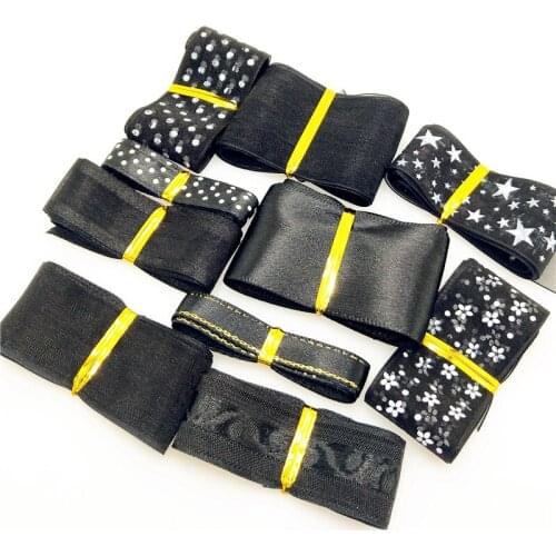 10Yards/pack Lots Styles black Mix 10-40MM Width Printed Organza Ribbons Wedding Christmas Decorations DIY Accessories G0140