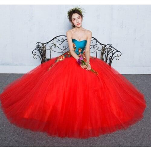 100%real blue and red flower embroidery ball gown medieval dress Renaissance queen Victorian cosplay ball gown Belle Ball