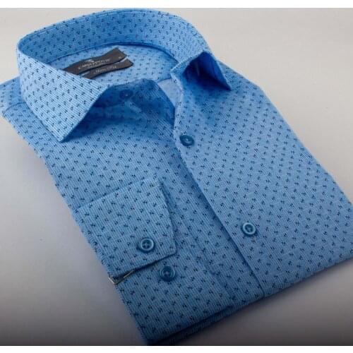 2020 New Arrival Solid Causal Formal Business Long Sleeve Button Down 100 Cotton Blue Shirt Dress Fashion Clothing