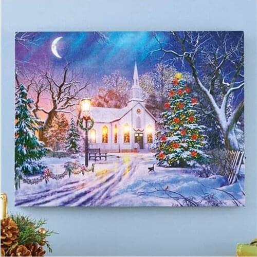 2021 New Year Merry Christmas Gift Diy Diamond Painting Snow Landscape Santa Claus Christmas Decorations For Home ZP-4371