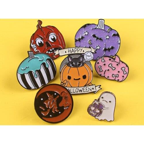 Halloween Brooches Cute Pumpkin Badges for Backpack Enamel Pins Collar Badge Clothes Lapel Pin Badges for Clothes Jewelry Gifts