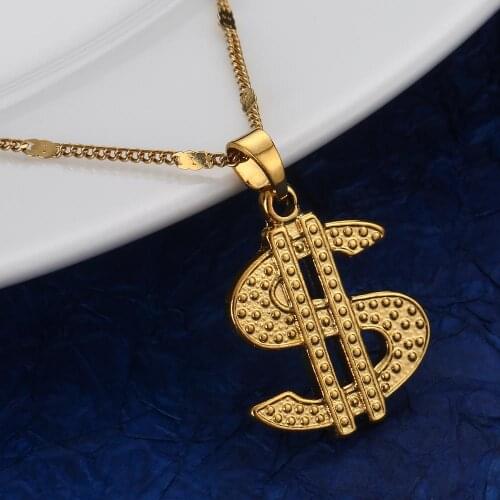 Gold Color US Dollar Symbol Pendant Female Necklace for Women Trendy Chain Jewelry Accessories