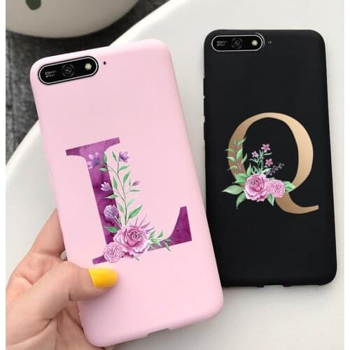 For Huawei Y6 2018 Case Cute Letters Cover Soft Slim Pink Black Phone Cases For Huawei Y6 Prime 2018 Y 6 2018 Funda Cover Bumper