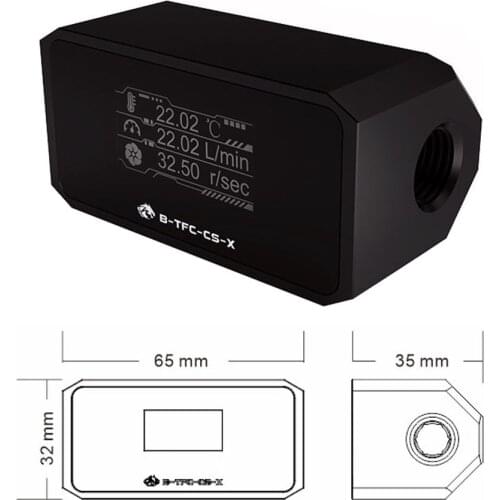 B-TFC-CS-X Digital OLED Display Flowmeter Water Cooling System Real Time Temperature and Speed Measuring Equipment