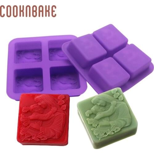 COOKNBAKE Parent-child silicone mold for soap resin square cake pastry bakeware 4 hole gypsum handmade soap for gift