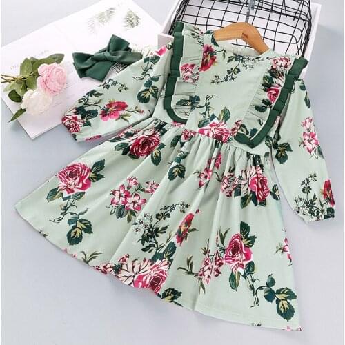 Children Clothing 2020 New Autumn Long-Sleeved Flower Dresses For Girls Fashion Christmas Baby Girl Dress Princess Dress