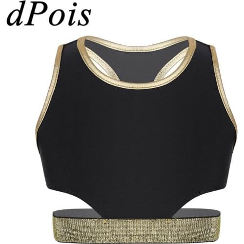 Kids Girls Ballerina Dance Bra Top Crop Tops Contemporary Gymnastics Tanks Leotard Ballet Dancing Costume Sports Underwear Vest