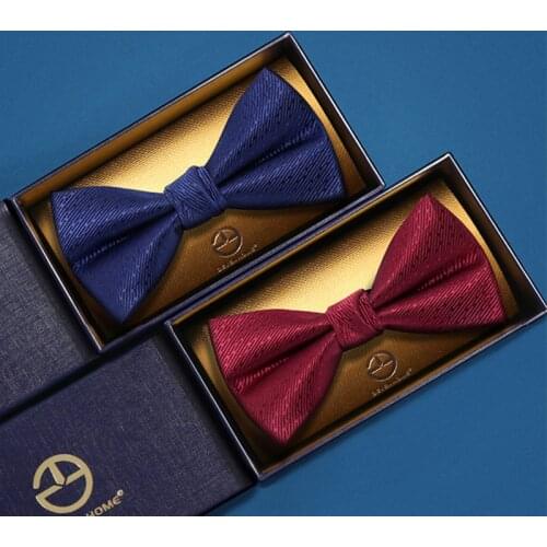 Designer Brand Wine Red Bowtie For Men Top Quality Groom Wedding Party Butterfly Bow Tie Silk Polyester Two Laywe With Gift Box