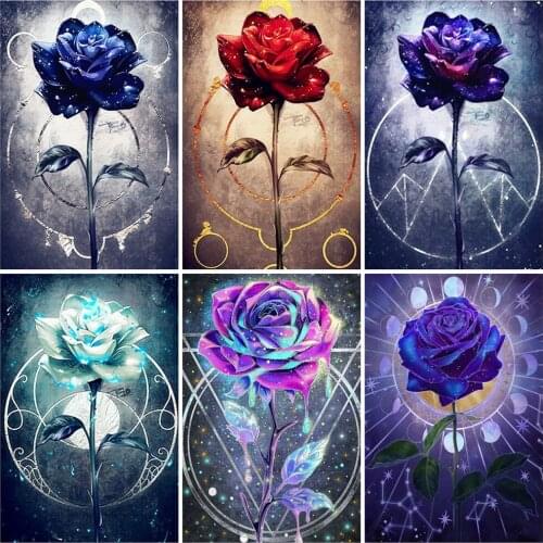 EverShine 5D Diamond Painting Flowers Cross Stitch Kits Diamond Embroidery Rose Mosaic Bead Needlework Hobby Home Wall Decor