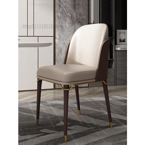 Italian Light Luxury Dining Chair Solid Wood Designer Modern Simple Household Leather Art Armchair Hotel Sales Office Negotiatio