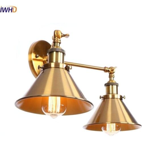 IWHD Loft Style Industrial Wall Lamps Living Room 2 Heads Edison Vintage Retro Wall Lights Sconce Home Lighting Lampara Pared