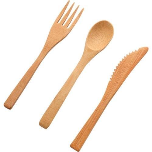 100set/lot Outdoor Tableware Picnic Traveling Hiking Camping Cutlery Utensils Portable Dinnerware Bamboo Knife Fork Spoon Set