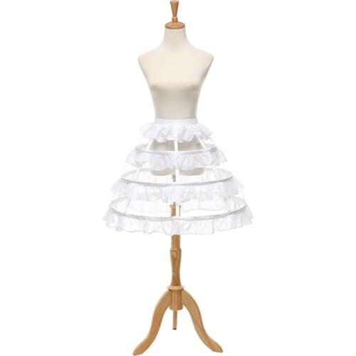 Lolita Short Petticoat Underskirt 45 CM Length Waist Adjust 3 Layers Hoop Ruffle A Line Woman Wedding Gift Casual Petticoat