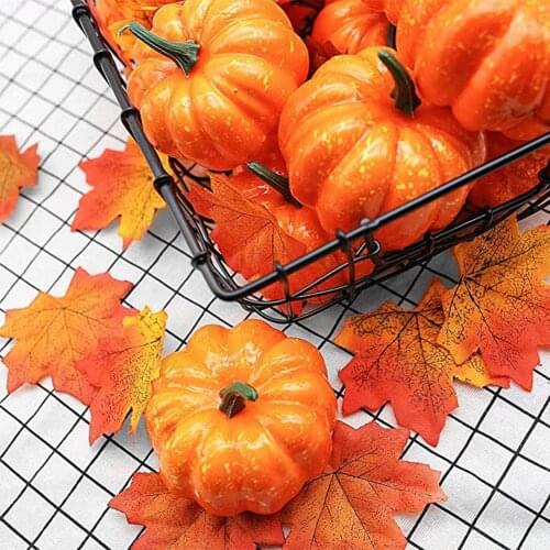 Creative Artificial Pumpkins Maple Leaf Home Table Decor House Prop Autumn Fall Harvest Thanksgiving Halloween Decor 42PC