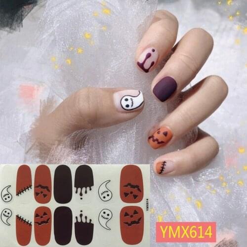 Lamemoria 12sheets/set Nail Art Sticker Halloween DIY Sticker Flower Leaf 3D Nail Decal Decoration Manicure Tools Professional