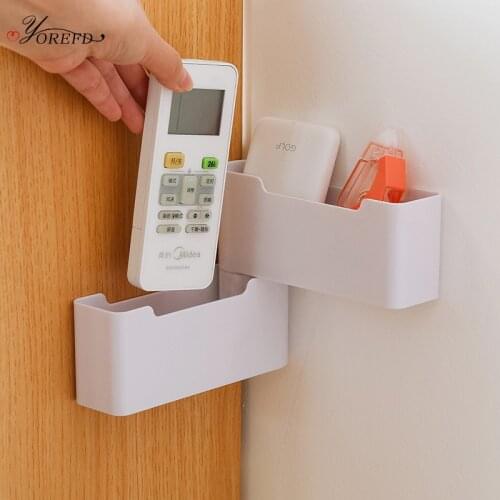 OYOREFD Wall Mounted Double Layer Wall Shelf Organizer Remote Holder Mobile Phone Key Makeup Storage Rack Room Organizer