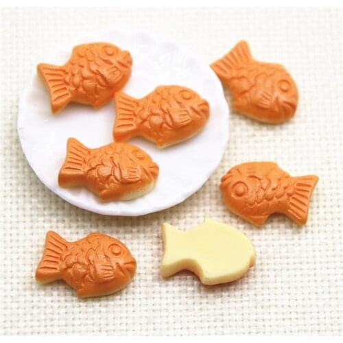 Fish biscuit 10PCS 14x20mm Resin Flatback Cabochon Miniature Food Art Supply Decoration Charm Craft