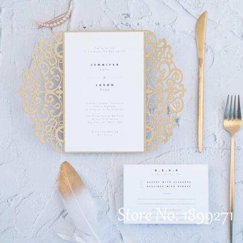 Hot sell birthday party decoration laser cut 50th happy birthday invitation card