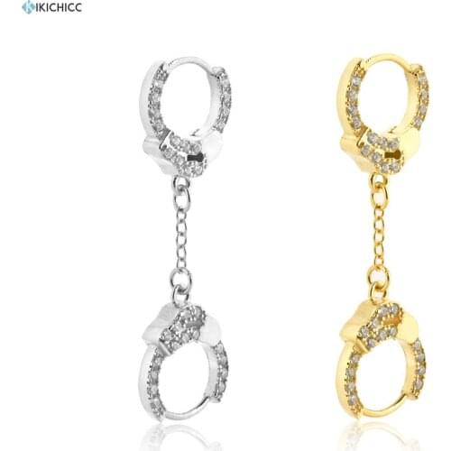 Kikichicc 925 Sterling Silver 7.5mm EarCuff Earring Drop Circle Safety Pin Luxury Zircon Hand Cuffs Small Earring For France