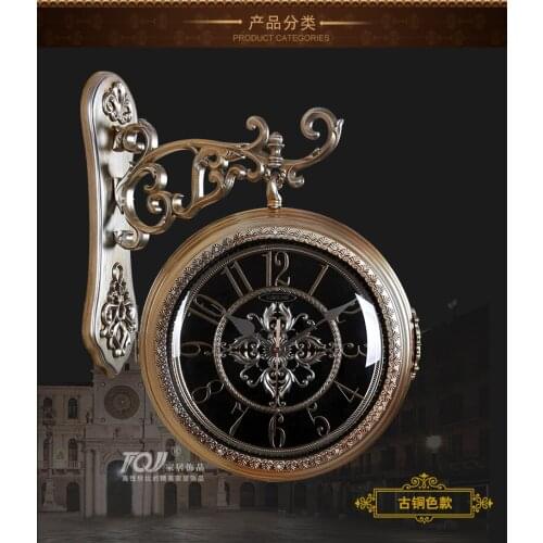 Nordic Metal Silent Wall Clock Modern Design Double Sided living room Wall Clock Vintage creative Reloj Cocina home decoration