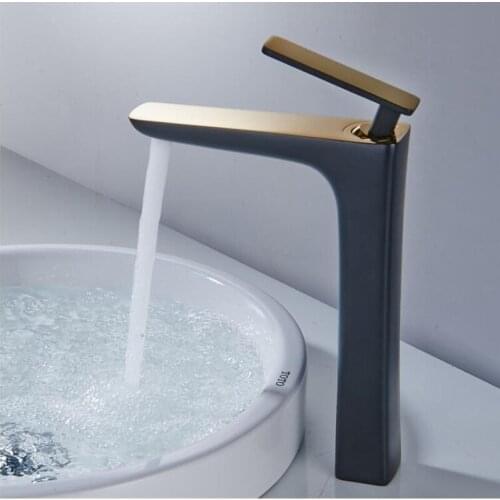 Basin Mixer Tap Solid Brass Hot and Cold bathroom black gold Mixed Water Sink Faucet