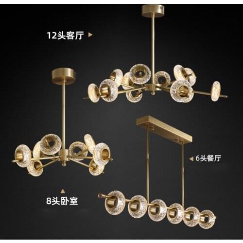 Light luxury postmodern living room chandelier atmospheric copper restaurant model room lamp