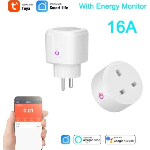 16A UK/US WiFi Smart Socket for Home Appliance,Energy monitoring Power Consumption,Tuya Smart life,Alexa Remote Voice Control