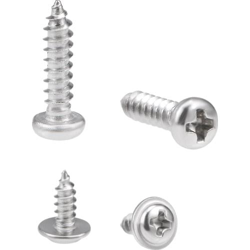 Uxcell 50Pcs 3x12mm 3x8mm 2x10mm 2.3x12mm 2.6x8mm Self Tapping Screws Phillips Pan Head Screw Stainless Steel Fasteners Bolt