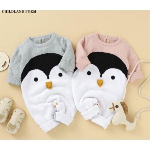Knitted Baby Romper Autumn Winter Newborn Baby Jumpsuit Penguin Baby Girl Romper Clothes Cotton Boy Romper Jumpsuit Overalls