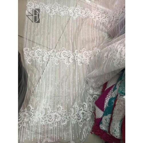 Embroidered African lace Fabric with sequins High Quality Tulle Lace Fabric For Wedding Dress SYJ-7179 French Net Lace Fabric