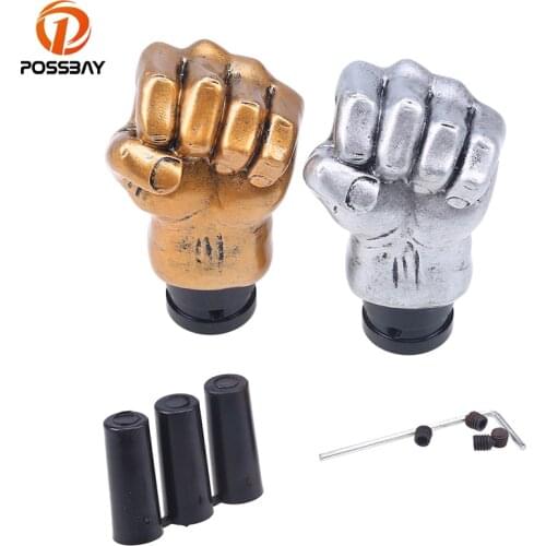 POSSBAY Funny Gold Silver Fist Style Gear Knobs Universal Gear Shift Knob Car Manual Transmission Handle Stick Shifter Lever
