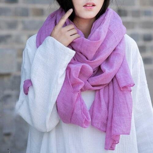 Cotton Linen Scarf Shawl for Women Ponchos and Capes >175CM Adult Fashion Literary Retro Simple Super Long Scarf