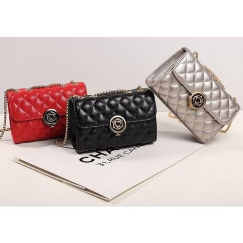 New Luxury Diamond Lattice Shoulder Women Bag Elegant Black Pu Leather Messenger Bag Female Flap Quilted Chain Crossbody Handbag