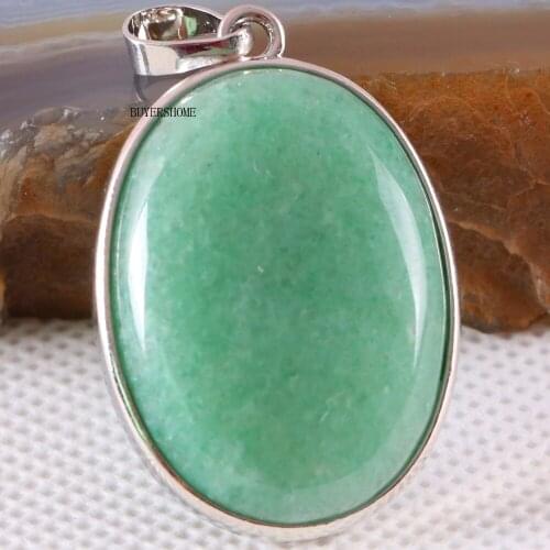 1Pcs Natural Stone Oval CAB Cabochon Bead Green Aventurine Pendant For Necklace K662