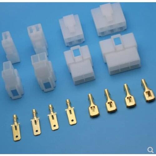 2 sets DJ7021-6.3 quick connect auto connector motorized electric 2p3p4p6pins plug 12A300V 9.0mm space pitch