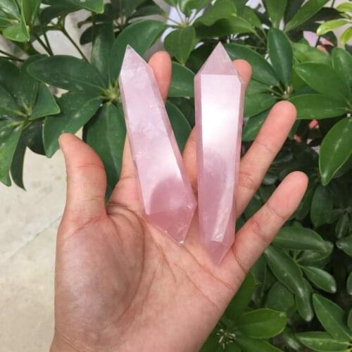 2 pcs love stone Natural rose quartz crystal gemstone point reiki healing chakra double terminated crystal gemstone wedding gift