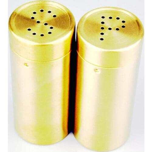 2pcs Gold Spice Jar Condiment Set Seasoning Bottles Set Salt Pepper Shakers Spice Cruet Sets Sauce Oil Cooking Tools